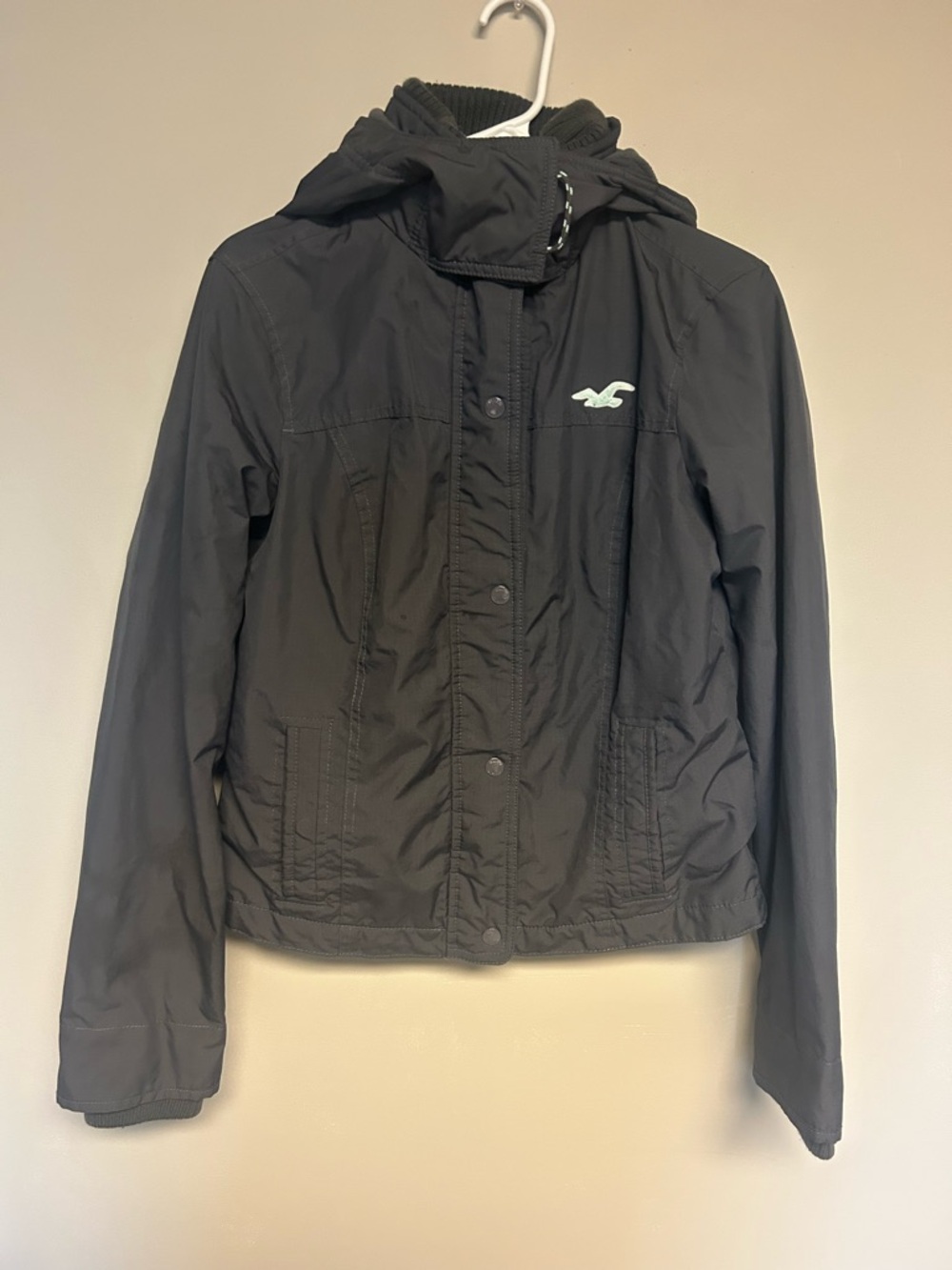 Y2K Hollister All Weather Dark Gray/Black Hooded Jacket
